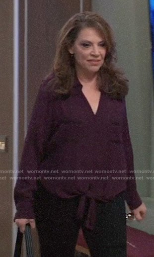 Liesl’s purple tie front top on General Hospital