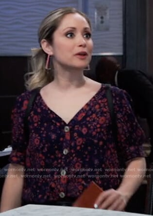 Lulu's floral button front top on General Hospital