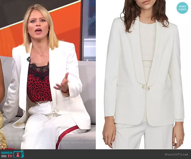 Vera Shawl-Collar Blazer by Maje worn by Sara Haines on Good Morning America