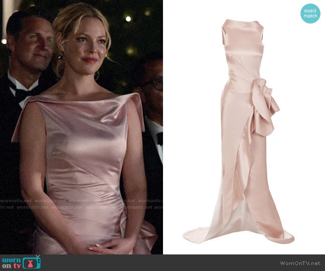 Maticevski Uniflora Satin Sleeveless Gown worn by Samantha Wheeler (Katherine Heigl) on Suits