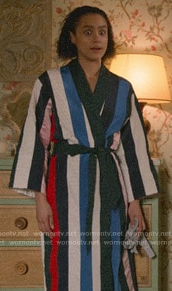 Maya's striped robe on Four Weddings and a Funeral