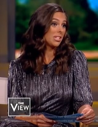 Abby’s silver metallic jumpsuit on The View