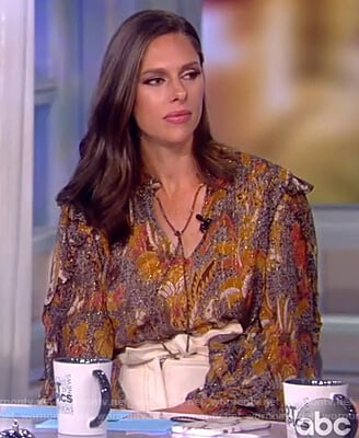 Abby's metallic paisley blouse on The View