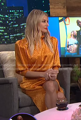 Morgan’s orange leopard print dress on E! News Nightly Pop