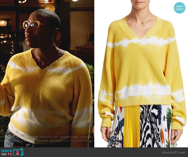 V-Neck Tie-Dye Knit Sweater by MSGM worn by Henrietta Wilson (Aisha Hinds) on 9-1-1