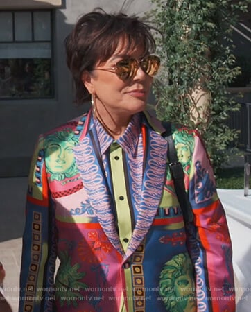 Kris’s multicolored blazer and blouse on Keeping Up with the Kardashians