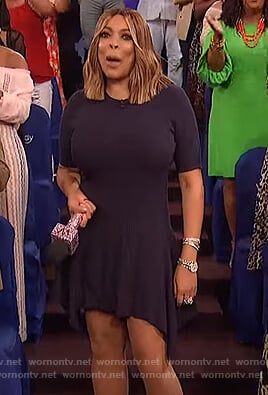 Wendy’s navy ribbed dress on The Wendy Williams Show