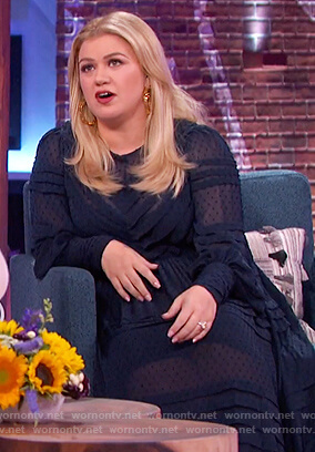 Kelly’s navy sheer dress on The Kelly Clarkson Show