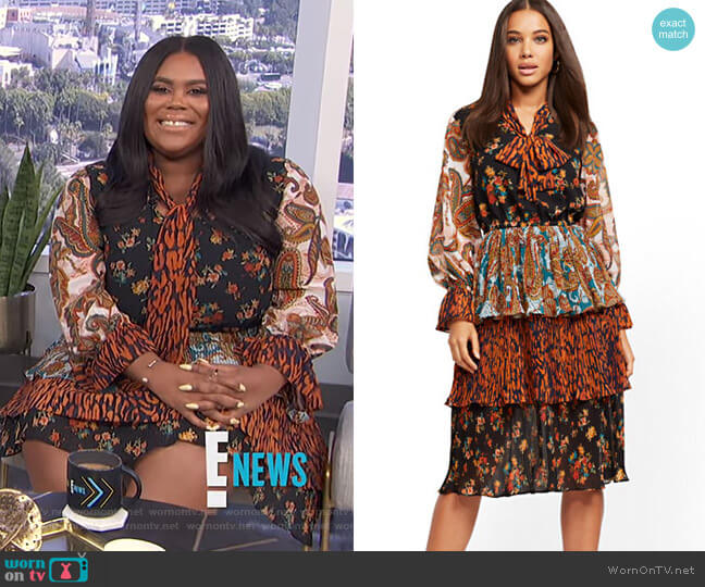 Mixed Print Dress by New York & Company worn by Nina Parker on E! News