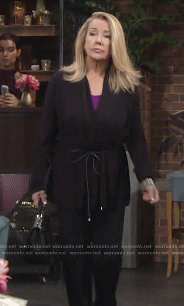 Nikki’s cord belted cardigan on The Young and the Restless