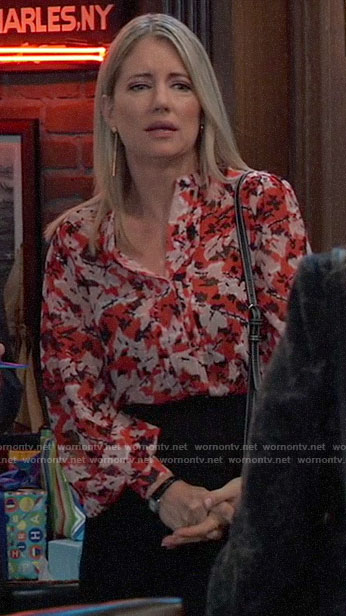 Nina’s red floral blouse on General Hospital