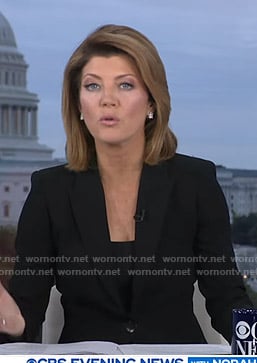 Norah’s black blazer on CBS Evening News