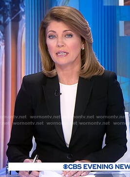 Norah’s black blazer on CBS Evening News