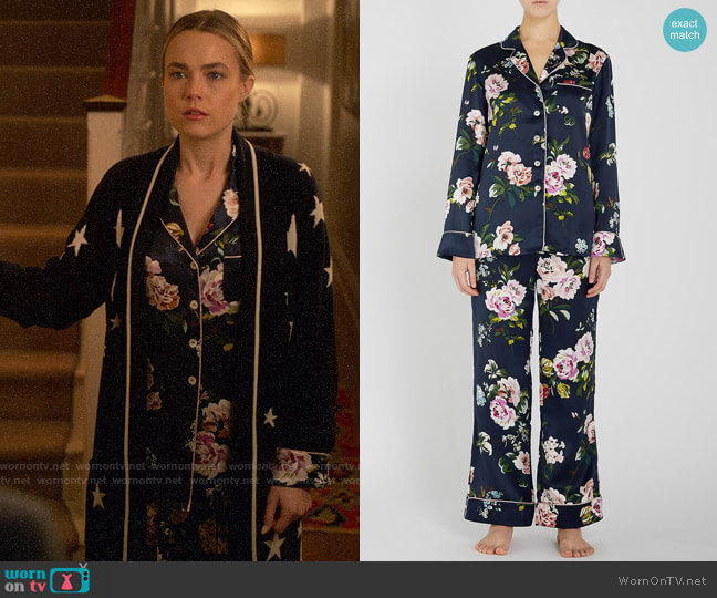 Olivia von Halle Lila Meredith Pajamas worn by Ainsley Howard (Rebecca Rittenhouse) on Four Weddings and a Funeral