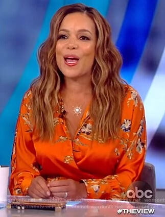 WornOnTV: Sunny’s orange floral wrap dress on The View | Sunny Hostin ...