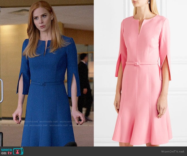 Oscar de la Renta Belted Wool Dress worn by Donna Paulsen (Sarah Rafferty) on Suits