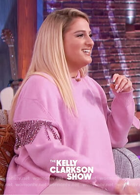 Meghan Trainor’s pink embellished sweater on The Kelly Clarkson Show