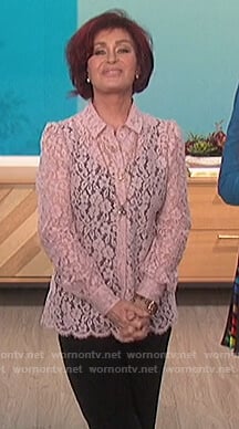 Sharon’s pink floral lace blouse on The Talk