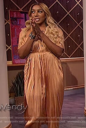 Nene Leaks satin pleated dress on The Wendy Williams Show