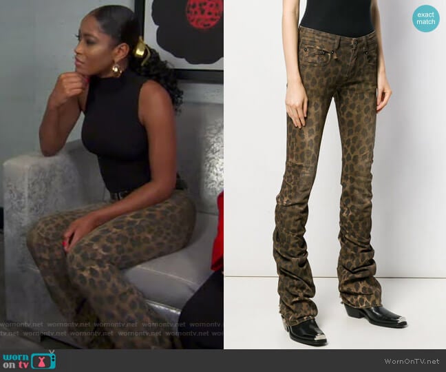 Leopard Print Gathered Skinny Trousers by R13 worn by Keke Palmer on Good Morning America