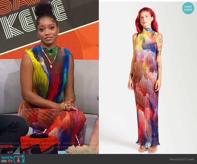 Atlantis Pleated Dress by Rafa Homme worn by Keke Palmer on Good Morning America