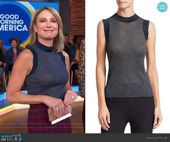 Raina Lurex Tank by Rag & Bone worn by Amy Robach on Good Morning America