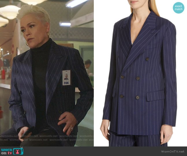 Pinstripe Blazer by Ralph Lauren worn by Christine Elise (Christine Elise) on BH90210