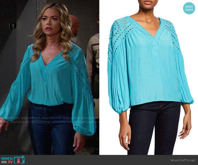 Ramy Brook Komi Top in Tile Blue worn by Shauna Fulton (Denise Richards) on The Bold and the Beautiful