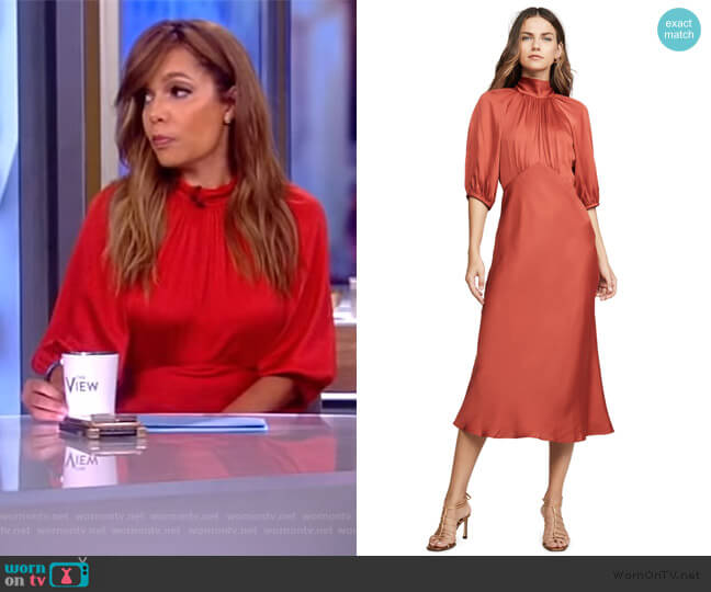 Tie Neck Satin Dress by Rebecca Taylor worn by Sunny Hostin  on The View