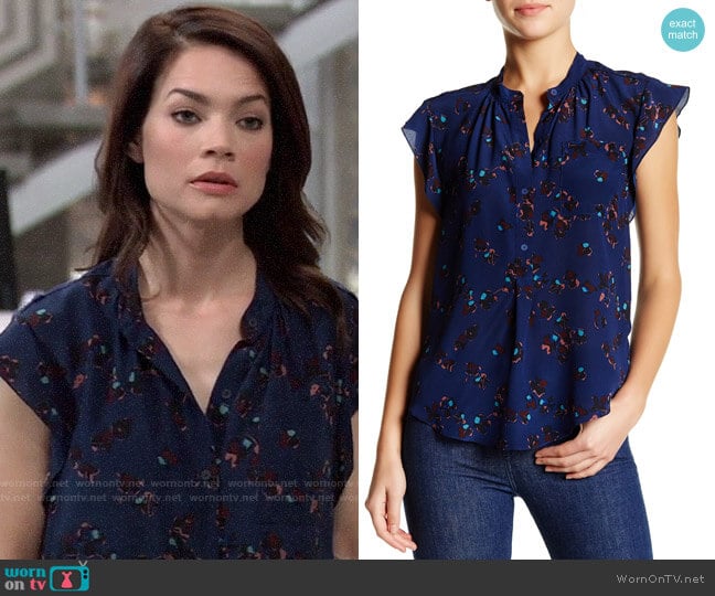 Rebecca Taylor Pinwheel Posey Silk Blouse worn by Elizabeth Webber (Rebecca Herbst) on General Hospital