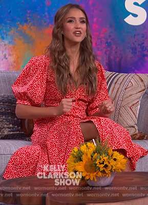 Jessica Alba's red floral dress on Tamron Hall Show