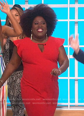 Sheryl’s red flutter sleeve dress on The Talk