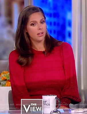 Abby’s red balloon sleeve sweater on The View