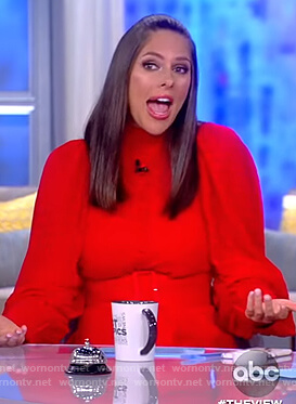 Abby’s red dotted sheer dress on The View