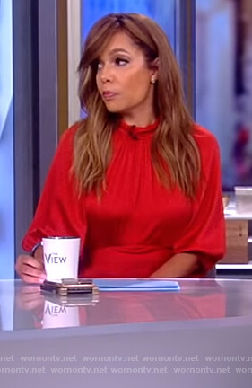 Sunny’s red satin tie dress on The View