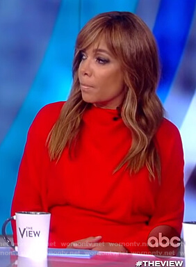 Sunny’s red tie neck dress on The View