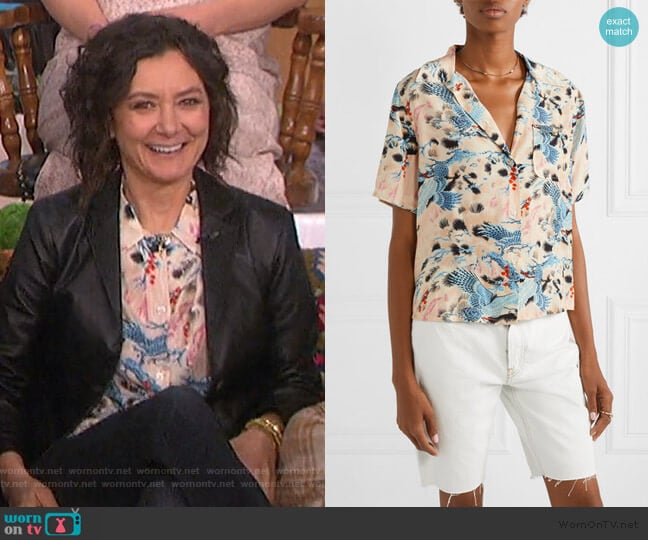 Printed Voile Shirt by Re/Done worn by Sara Gilbert on The Talk