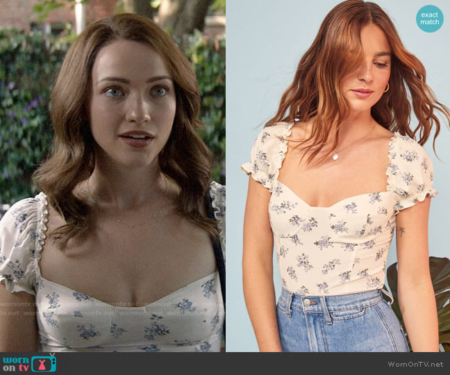 Reformation Jewel Top worn by Cara Bloom (Violett Beane) on God Friended Me