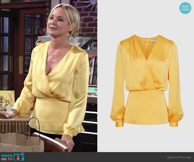 Reiss Miranda Blouse worn by Sharon Newman (Sharon Case) on The Young and the Restless