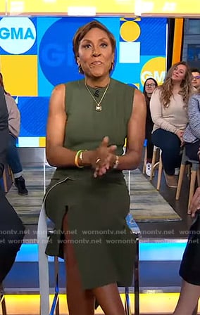 Robin’s green belted knit dress on Good Morning America