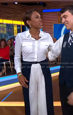 Robin's white blouse and colorblock pants on Good Morning America