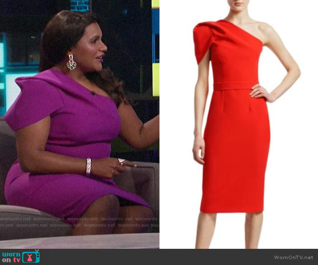 WornOnTV: Mindy Kaling’s magenta one-shoulder dress on A Little Late ...