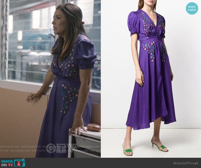 Embroidered Midi Dress by Saloni worn by Eva Longoria on Grand Hotel