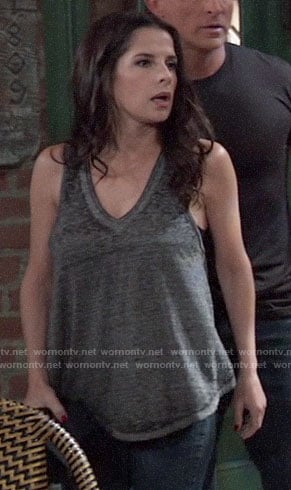 Sam’s grey v-neck tank top on General Hospital