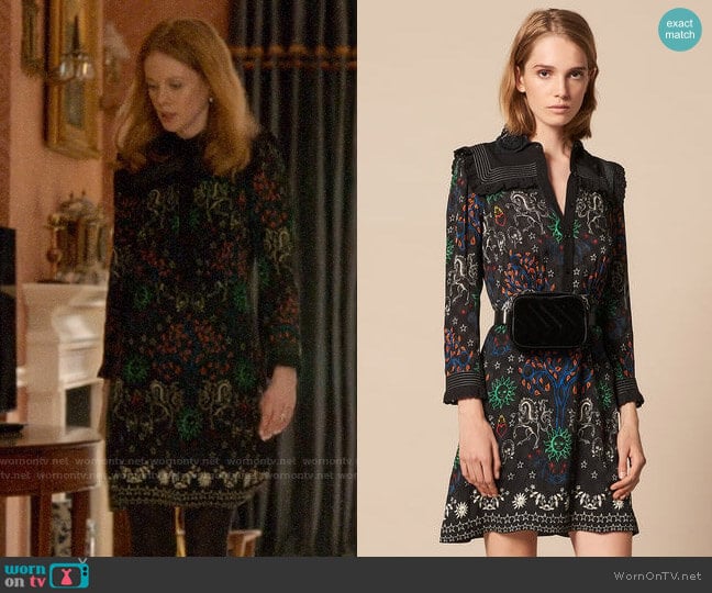 Sandro Short Printed Shirt Dress worn by Gemma (Zoe Boyle) on Four Weddings and a Funeral