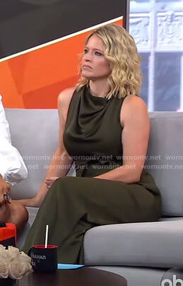 Sara’s khaki belted jumpsuit on GMA Strahan Sara And Keke