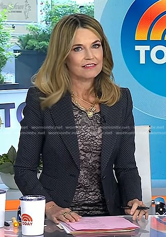 Savannah's black polka dot blazer on Today