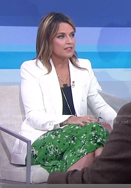 Savannah’s white blazer and green skirt on Today