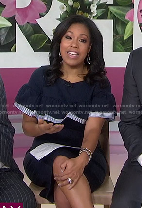 Sheinelle’s navy ruffled dress on Today