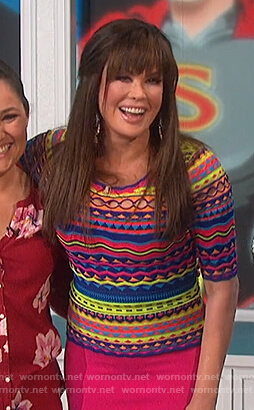 Marie’s multicolored short sleeve sweater on The Talk